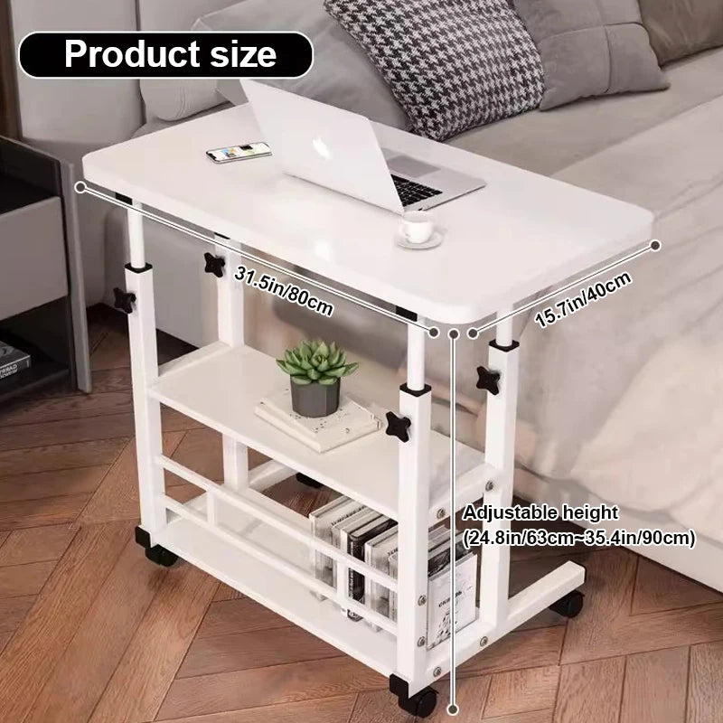 Height Adjustable Mobile Computer Desk Standing Desk with Wheels