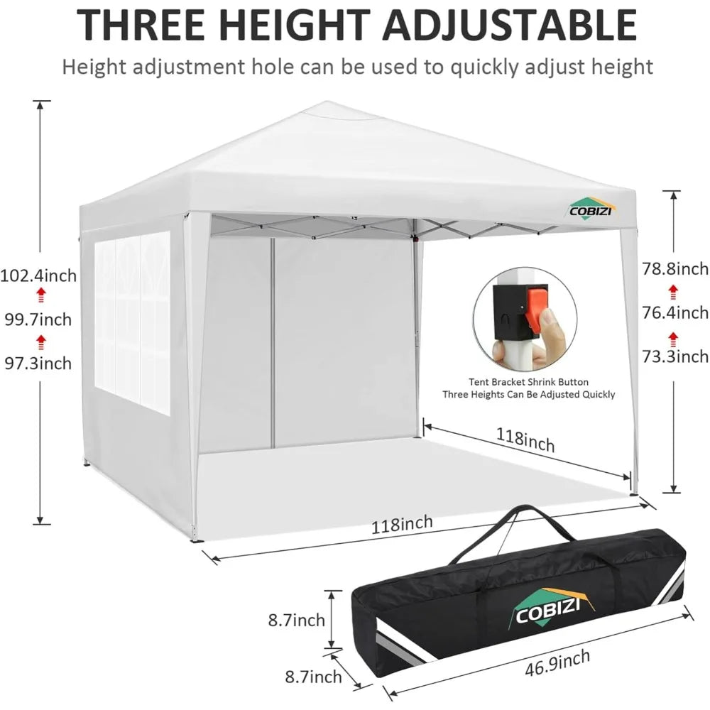 10x10 Pop Up Canopy Tent with 4 Sidewalls Waterproof Easy Set Up