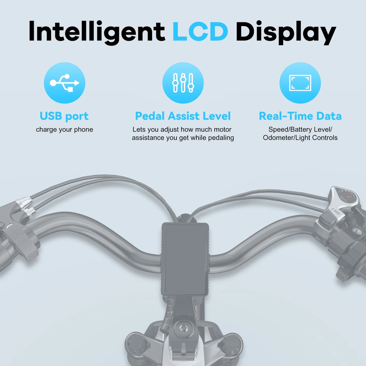 Ljustra 26 Inch Electric Bike 1000W Peak 80 Miles Removable Battery