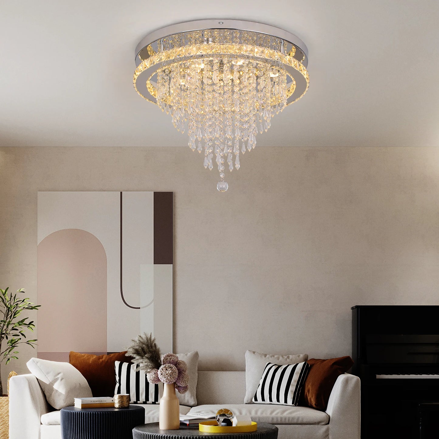 Modern K9 Crystal Chandelier Ceiling Light Fixture LED Pendant Lamp
