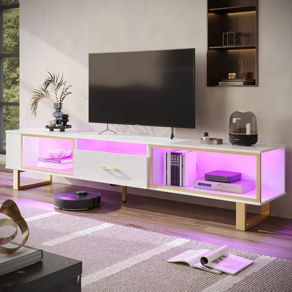 80 Inch TV Stand for 65 75 85 90 Inch TVs Modern LED Gaming Center