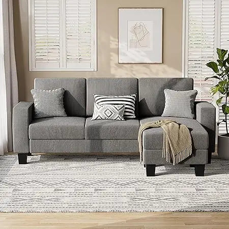 Ljustra L-Shaped Sectional Sofa with Movable Ottoman for Small Spaces