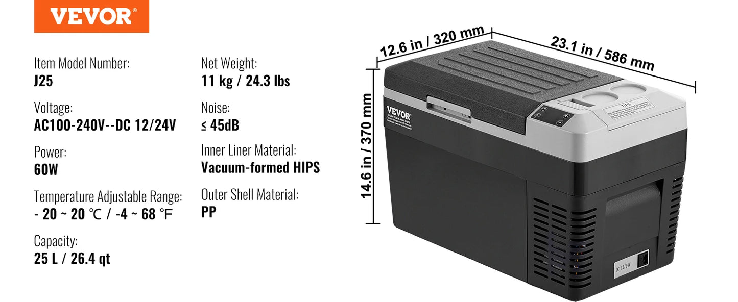 Portable Car Refrigerator 8L to 75L Bluetooth Adjustable Temp for Camping