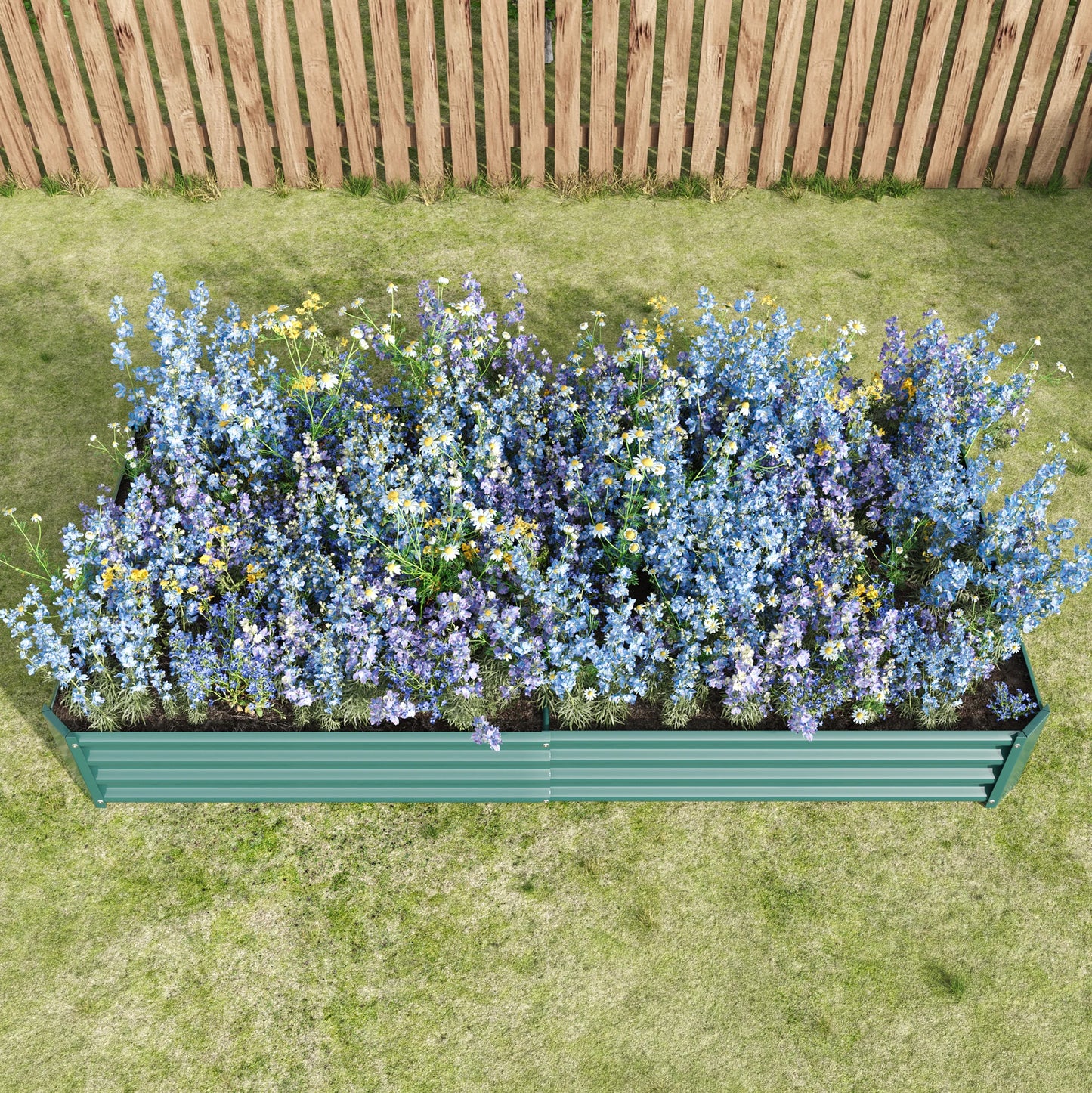 Large Metal Raised Garden Bed Kit for Flowers and Vegetables 7.6x3.7ft