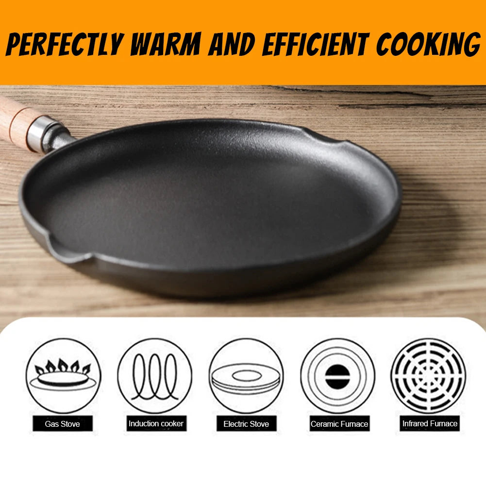 9 Inch Cast Iron Skillet Non Stick Fry Pan Chef Pan Indoor Outdoor Use