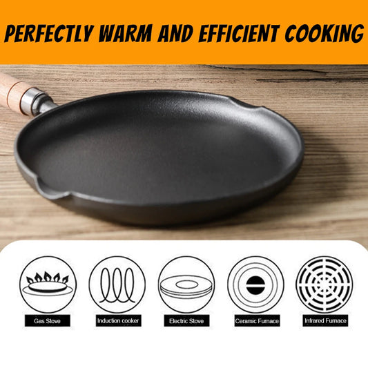 9 Inch Cast Iron Skillet Non Stick Fry Pan Chef Pan Indoor Outdoor Use