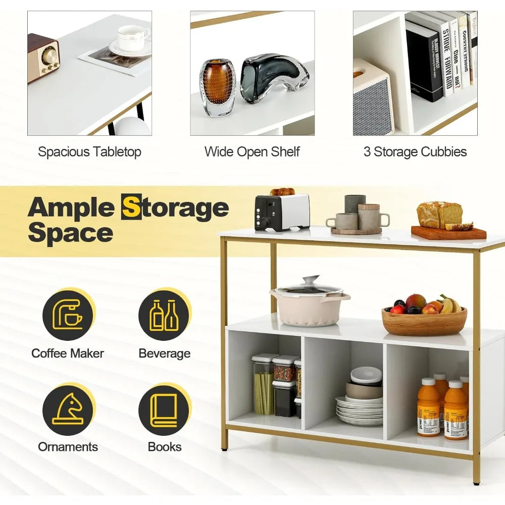 Buffet Cabinet Sideboard Storage Open Shelf 3 Cubbies Modern Table