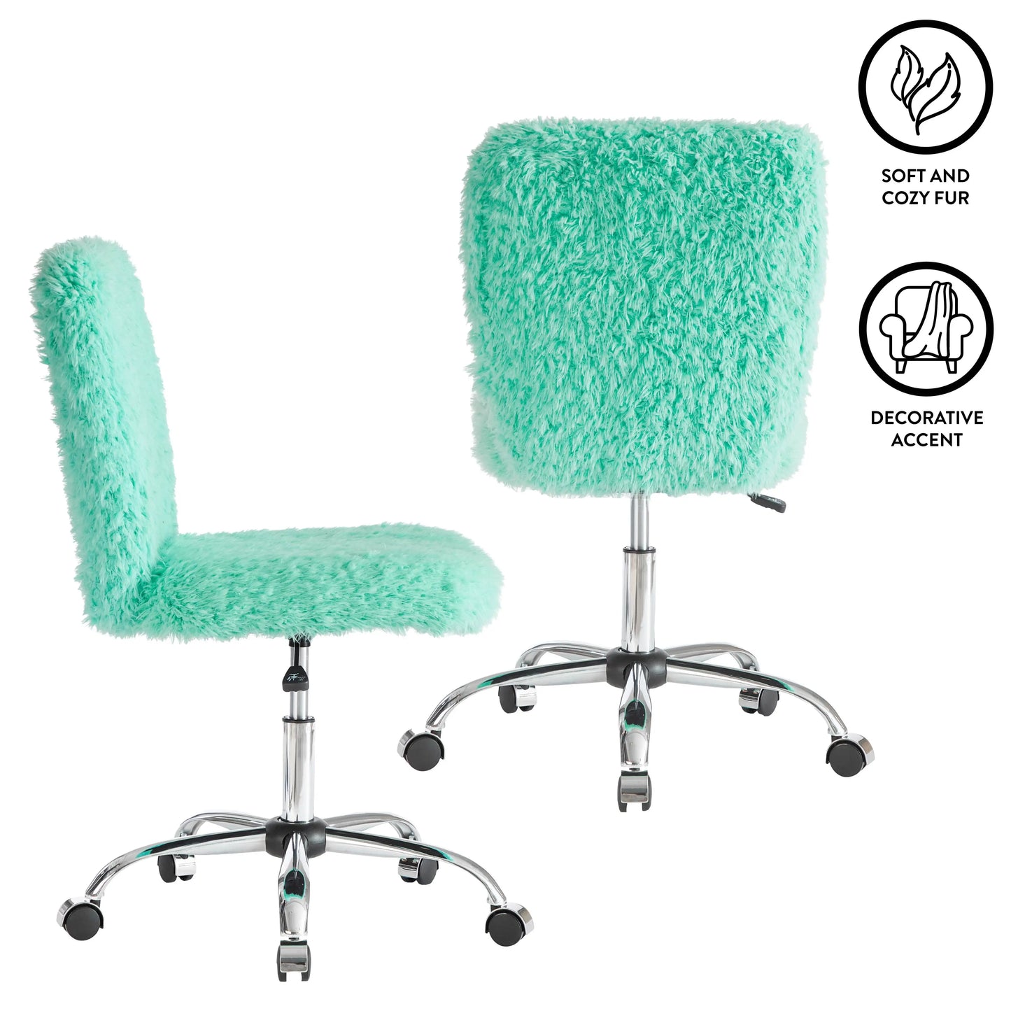 Ljustra Faux Fur Armless Swivel Task Office Chair for Home Office