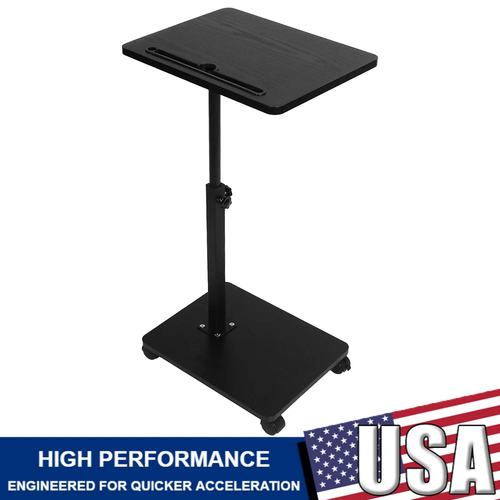 Adjustable Laptop Desk Rolling Cart Overbed Bedside Table 360° Rotatable