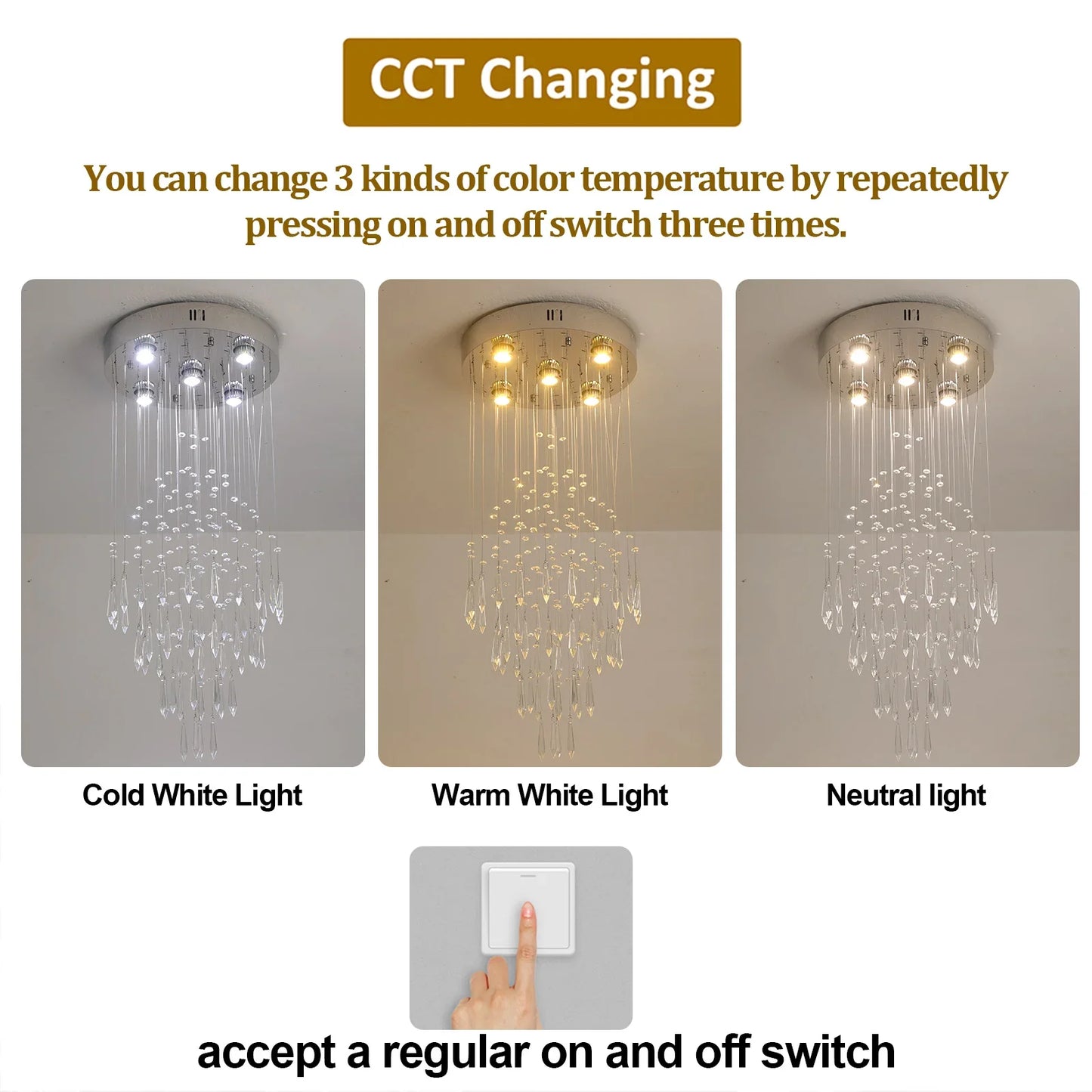 Raindrop LED Crystal Pendant Light Modern Chandelier Ceiling Lamp