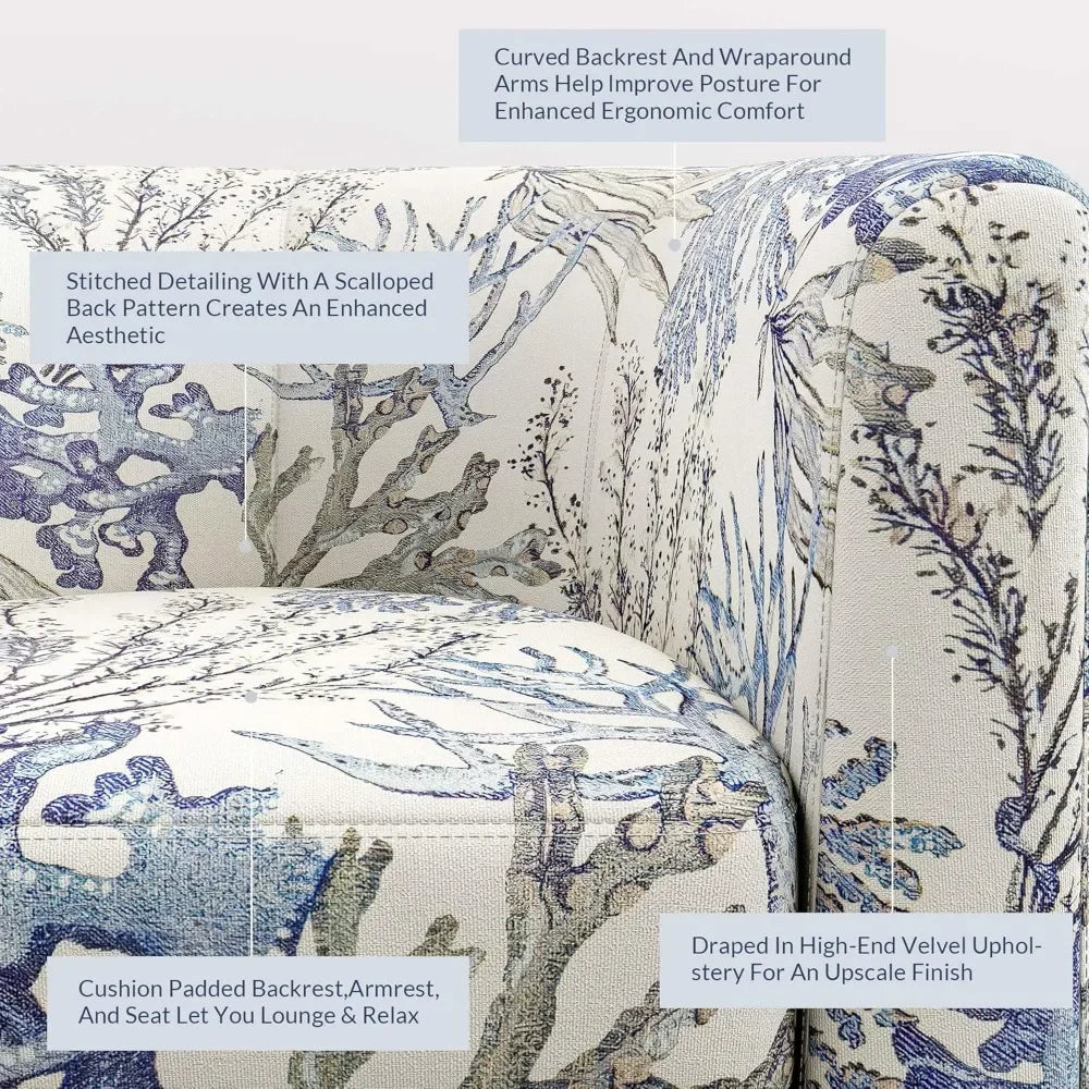 Living Room Barrel Accent Chair Cozy Upholstered Club Tub Chair