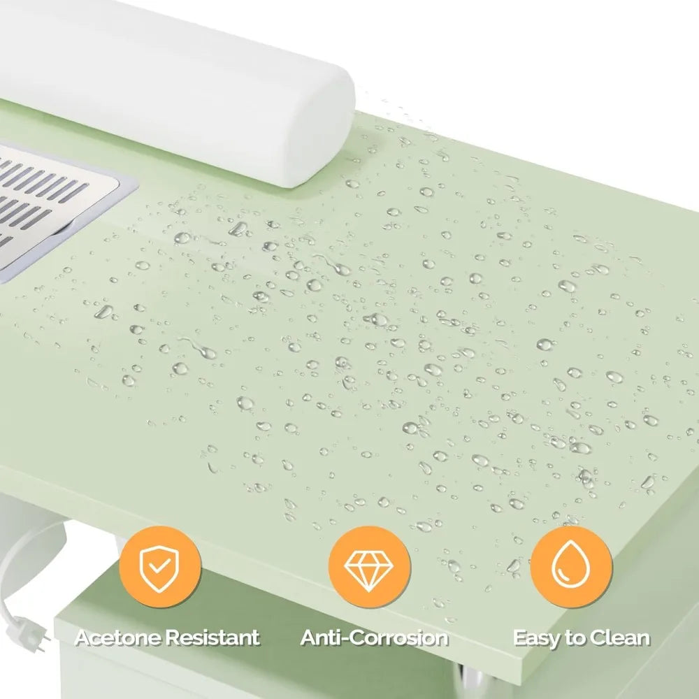 Ljustra Manicure Table Nail Desk with Electric Dust Collector Storage