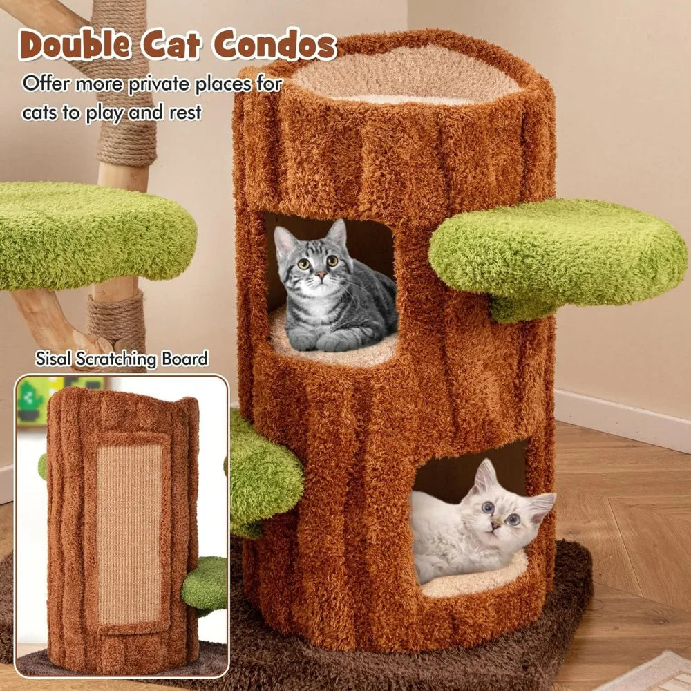 Ljustra 55 Inch Multi-Level Cat Tree Scratching Post Double Decker House