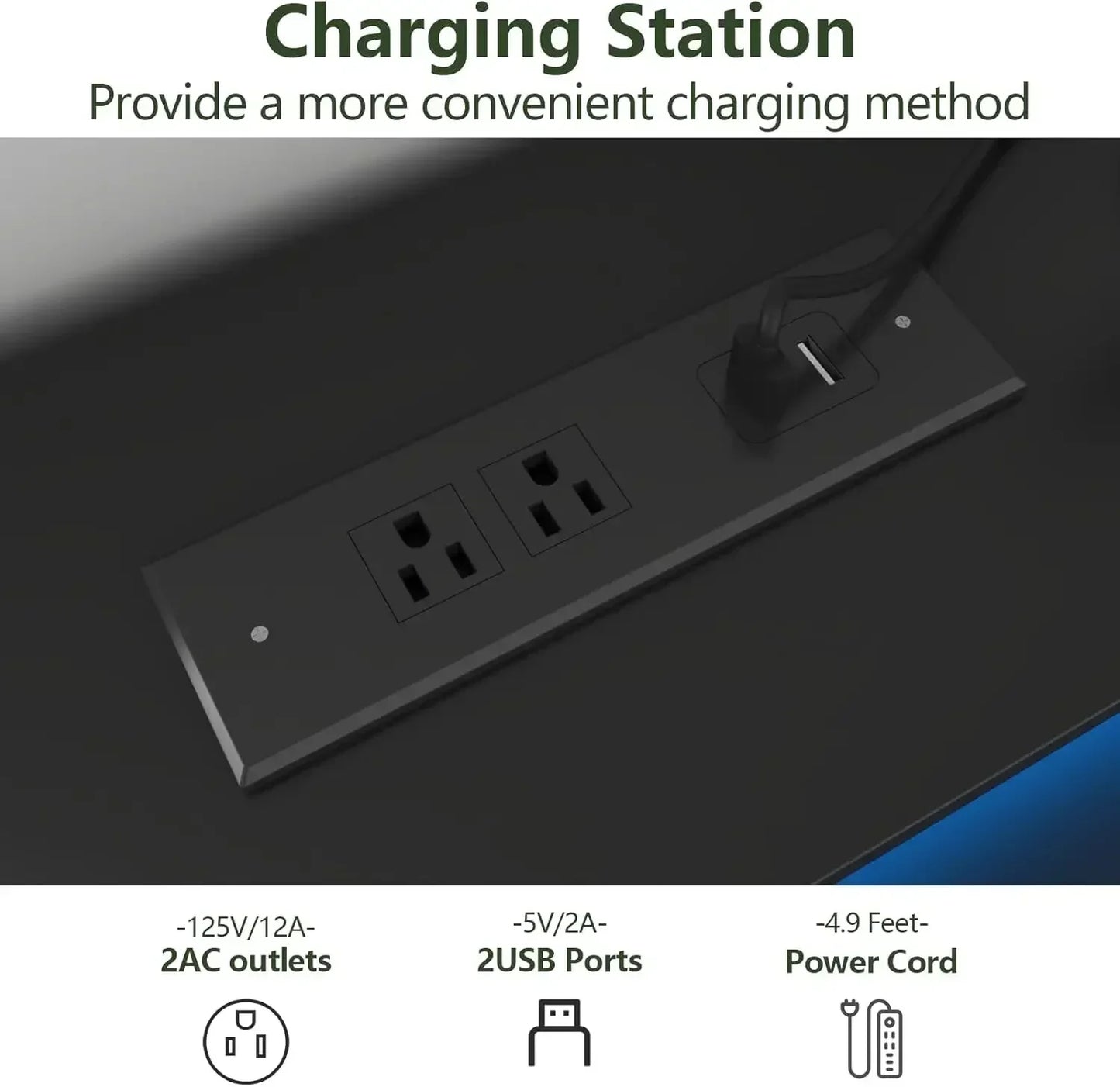 Modern Dresser with Power Outlet LED Light Open Storage Organizer