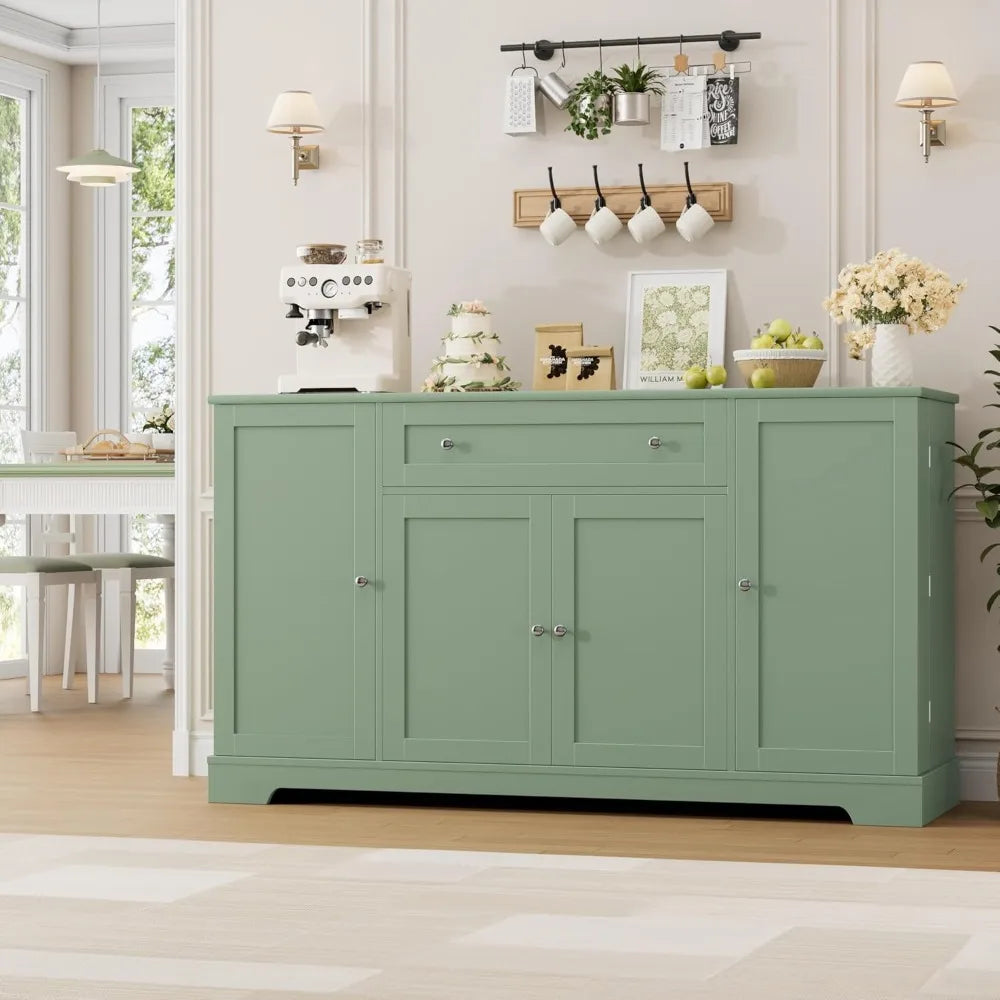 54 Inch Modern Buffet Cabinet with Storage Adjustable Shelves Sideboard