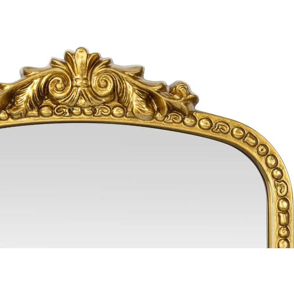 Baroque Gold Arched Full-Length Floor Mirror Antiqued Finish 30 Inch