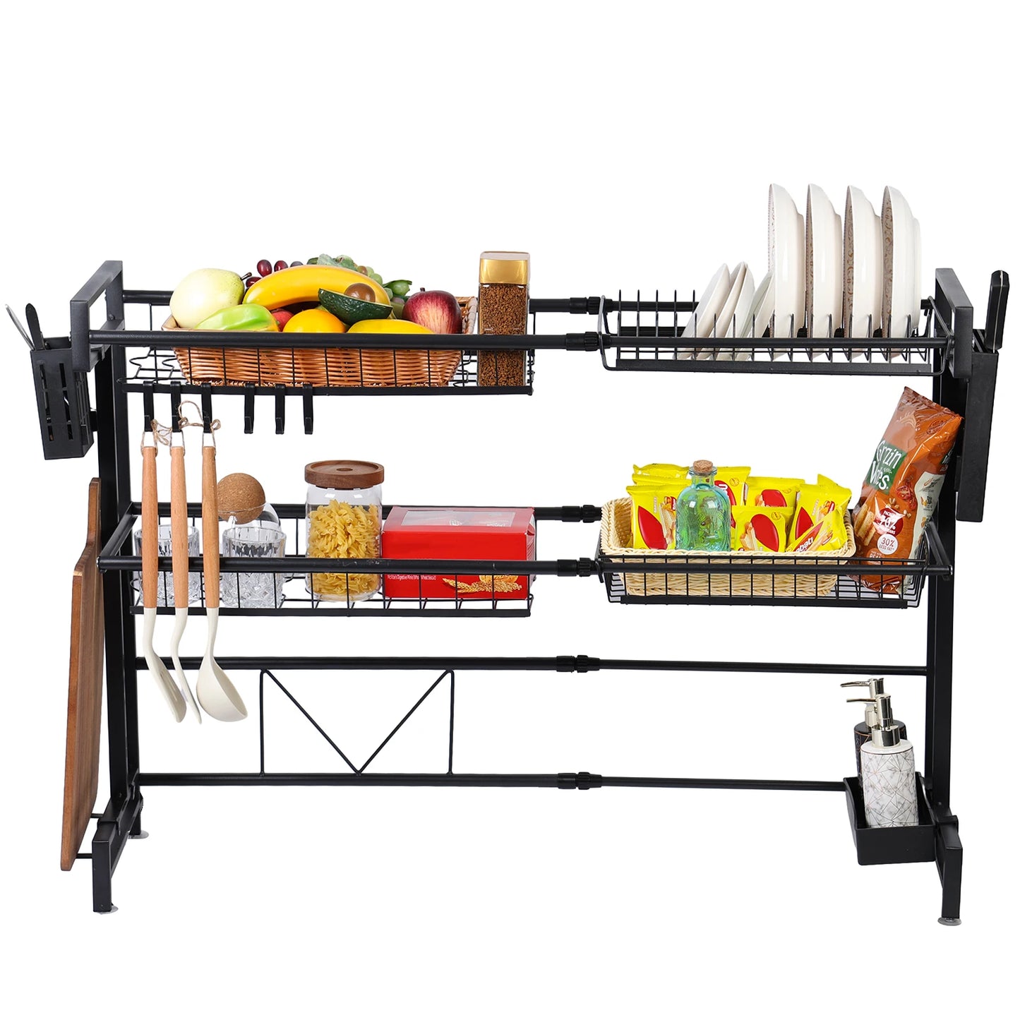 2 Tier Kitchen Storage Shelf Over Sink Adjustable Dish Drying Rack