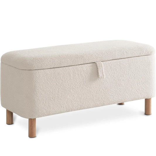 Boucle Storage Ottoman Bench for Bedroom Entryway Home Decor