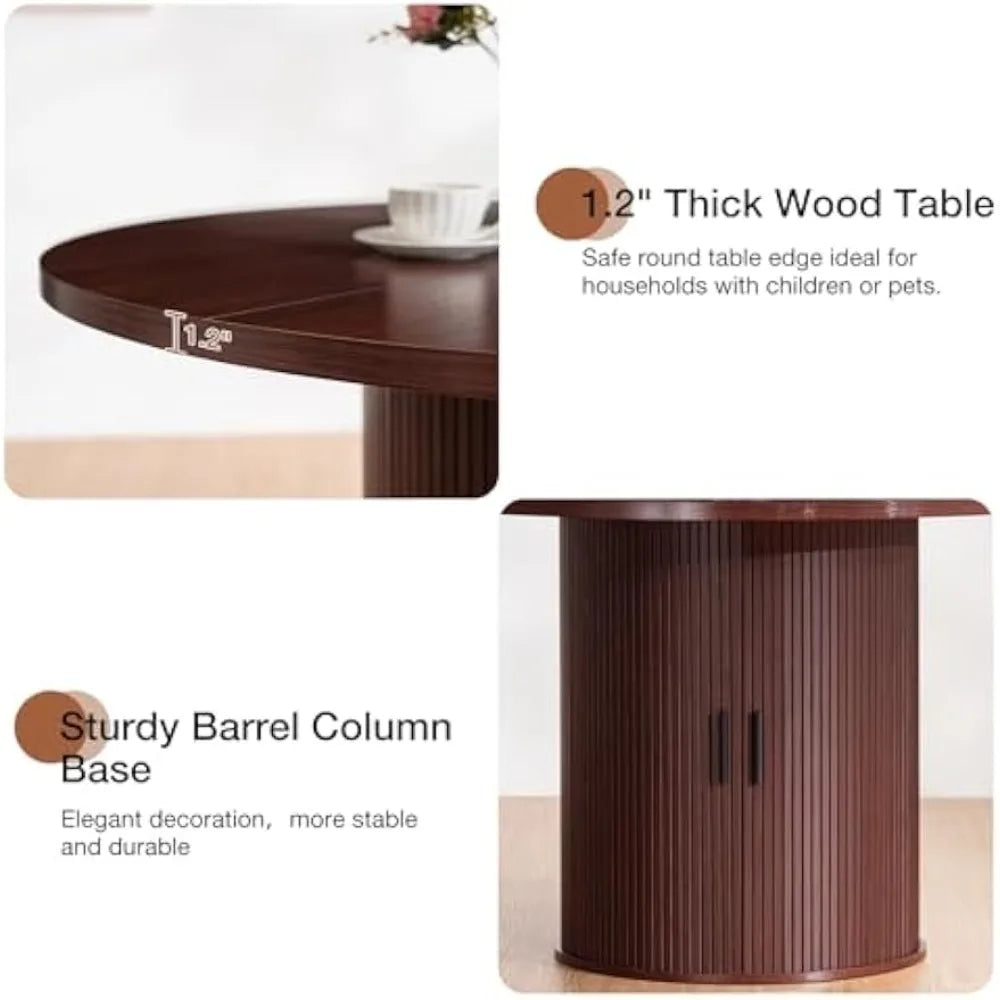 48 Inch Round Dining Table with Storage for 4 Modern Kitchen Furniture