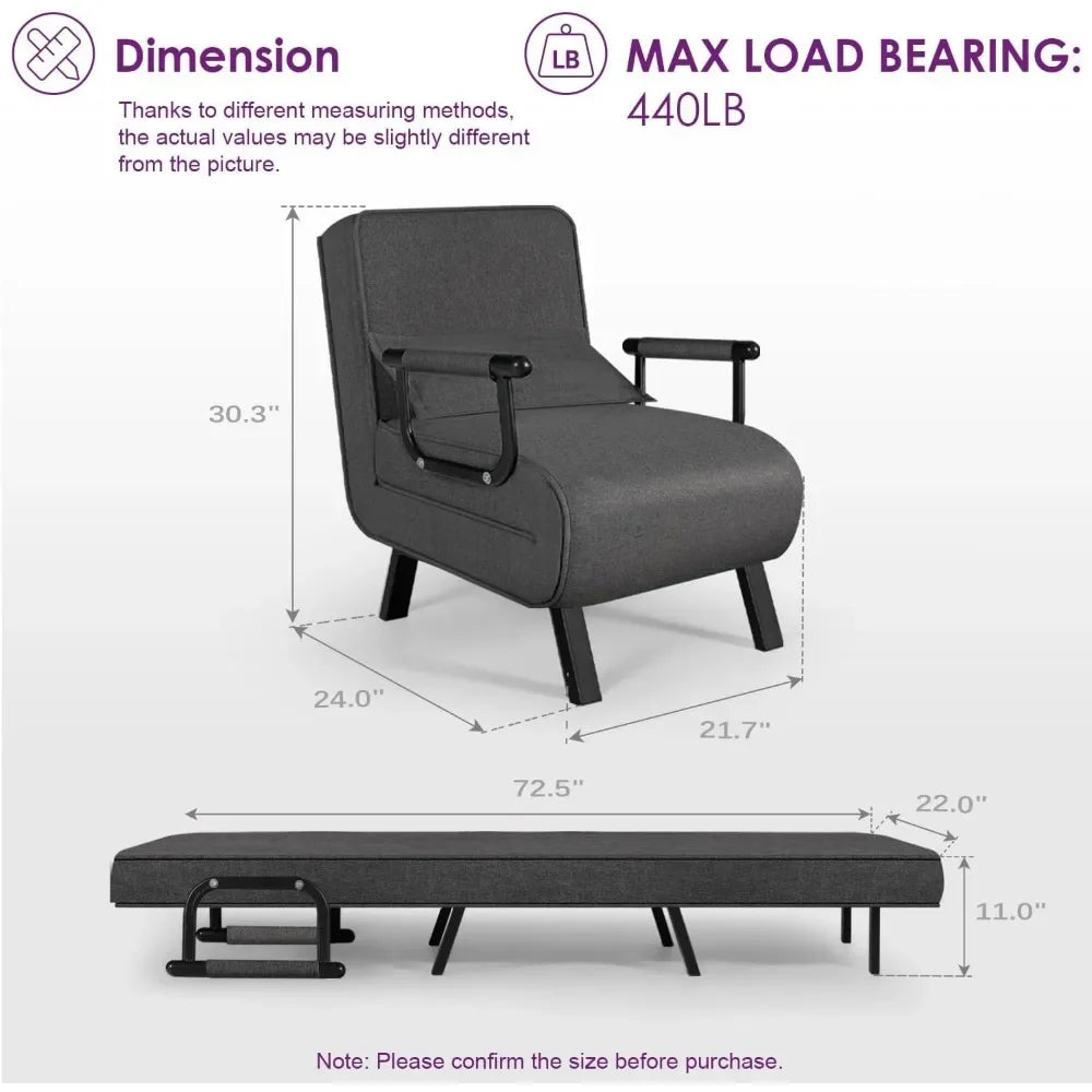 Ljustra Comfy 5-in-1 Sleep Chair Bed Convertible Sofa for Adults