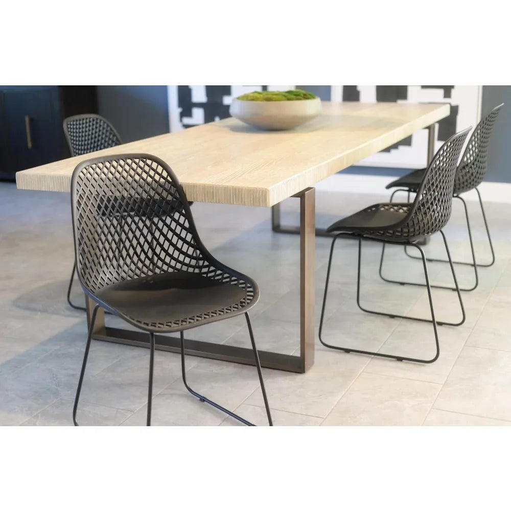 Contemporary Armless Shell Chair Set with Metal Legs for Dining Workspace
