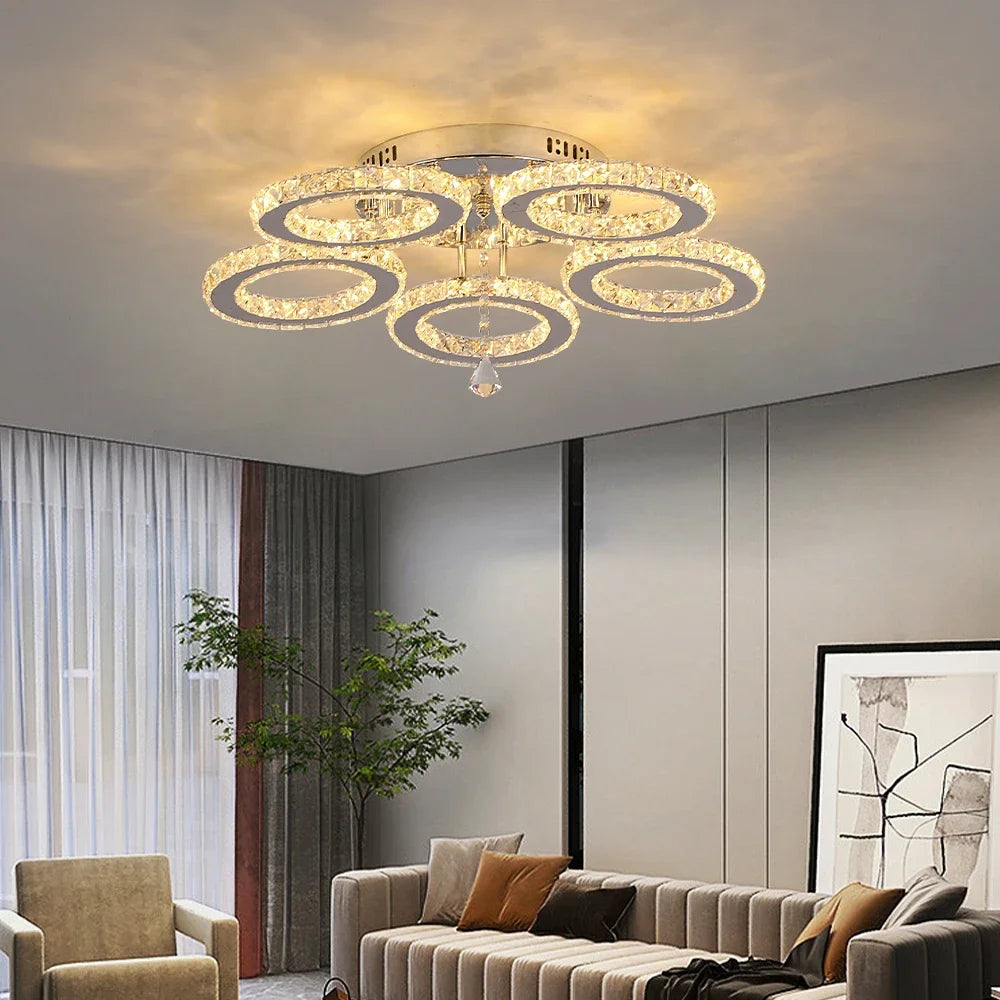 Modern K9 Crystal Chandelier Ceiling Light Fixture LED Pendant Lamp