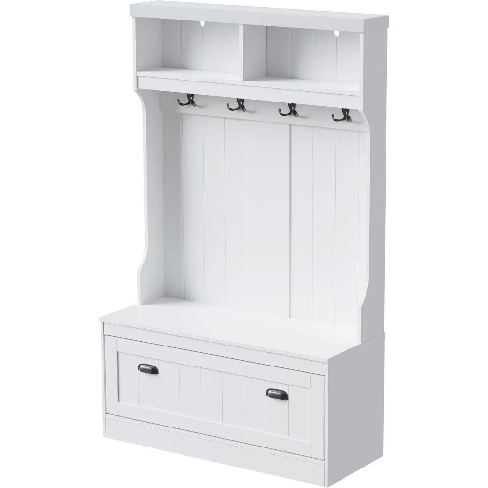 Hall Tree with Bench Shoe Storage Coat Rack Entryway Organizer 40"