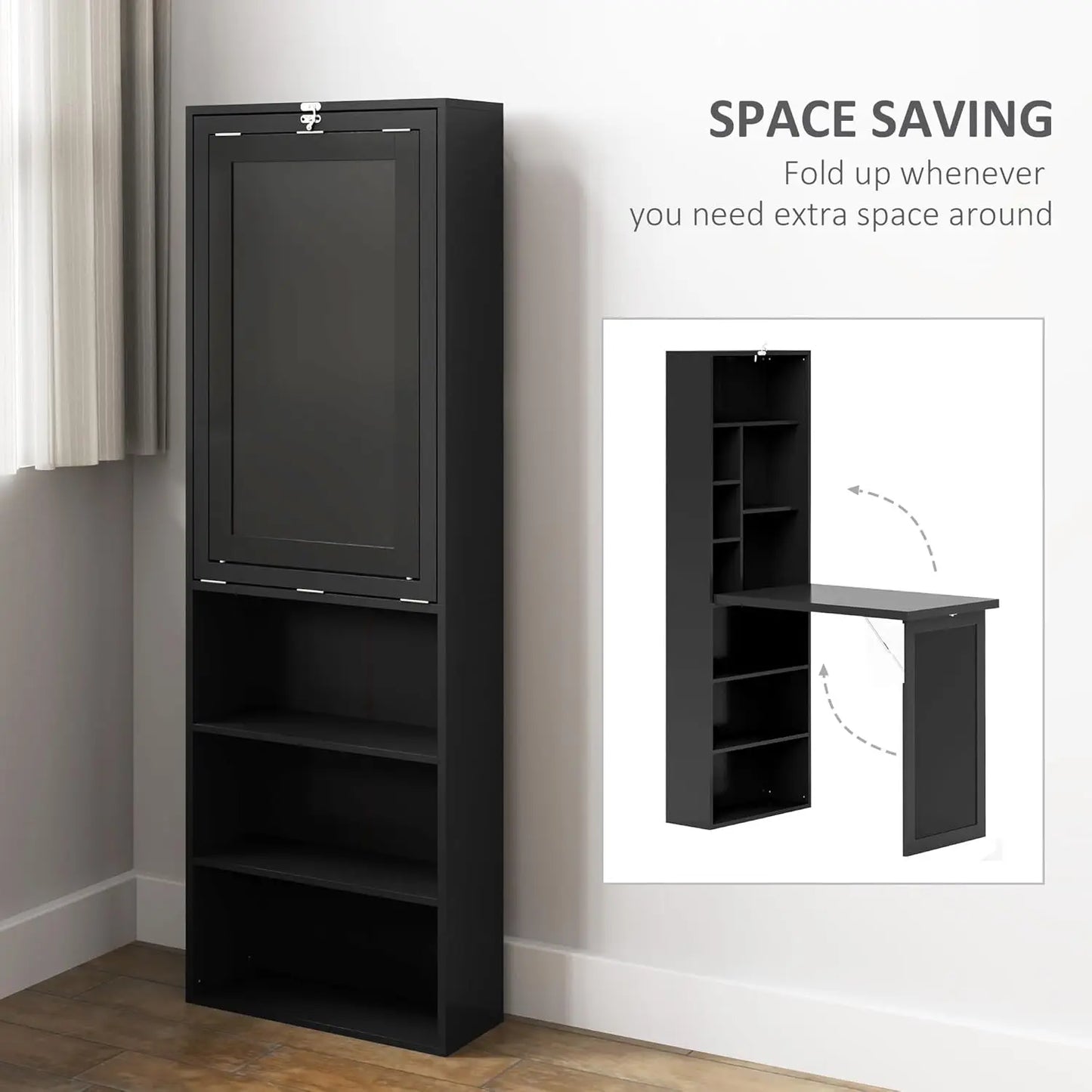 Fold-Out Convertible Writing Table Wall Mount Desk Home Office