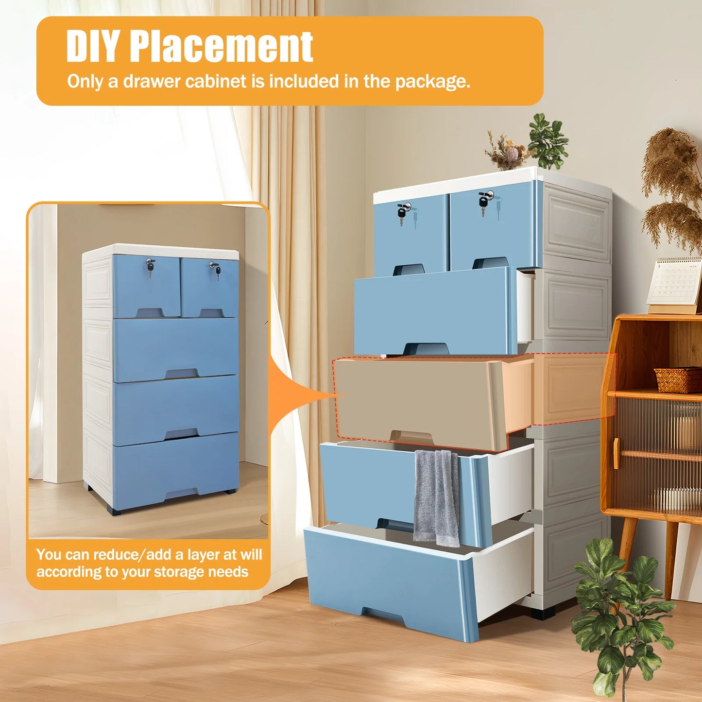 Blue Closet 6 Drawer Dresser Storage Tower Organizer Unit Home Office