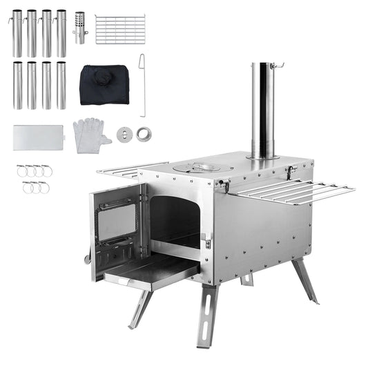 Ljustra Portable Camping Wood Stove Stainless Steel 86in Chimney