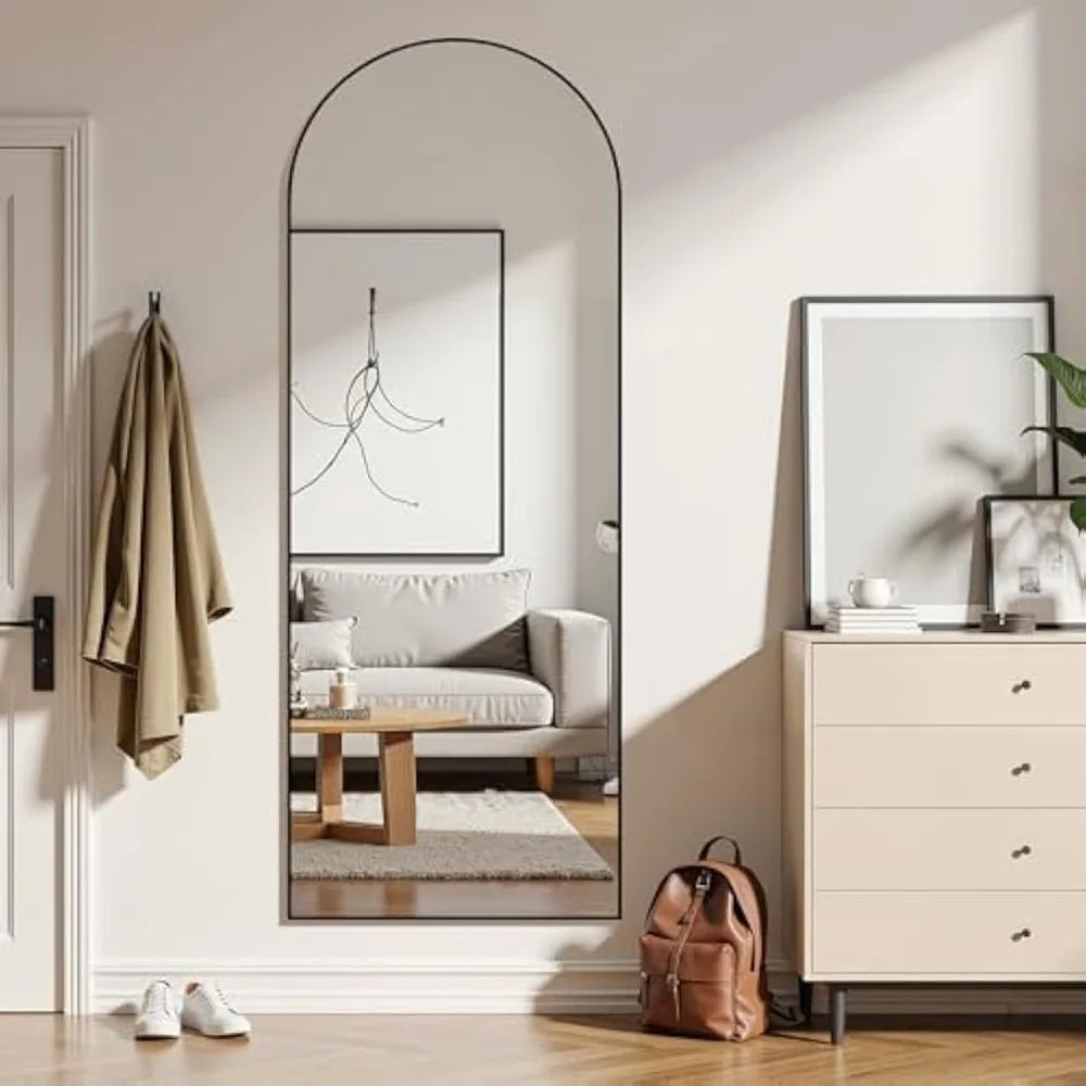 Arched Full-Length Mirror 64 x 21 Inches Floor Mirror for Bedroom Decor