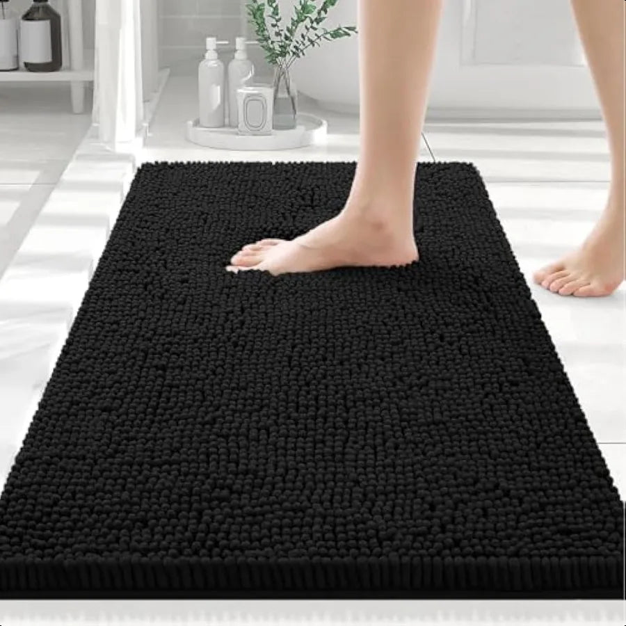 Luxury Chenille Bathroom Rugs Soft Absorbent Shaggy Bath Mat NonSlip