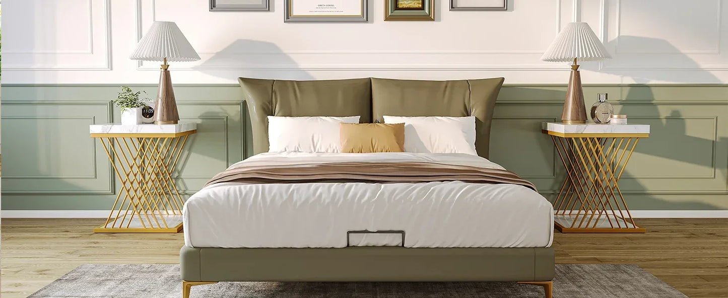 Square End Table Modern 2-Tier Side Table Bedside Table Storage