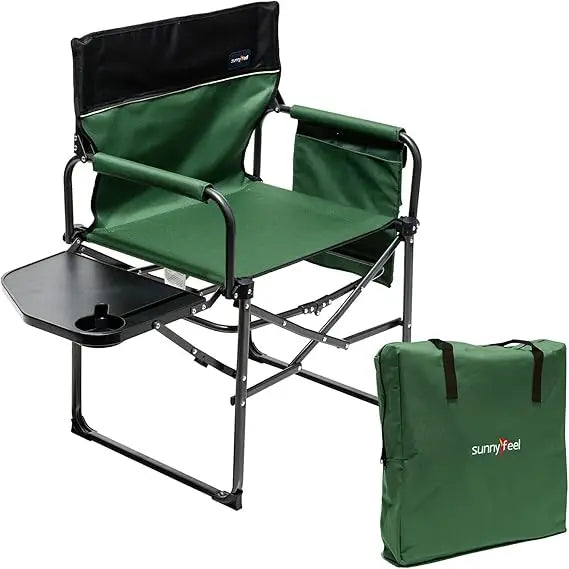 Heavy Duty Portable Folding Camping Chair with Side Table and Pocket