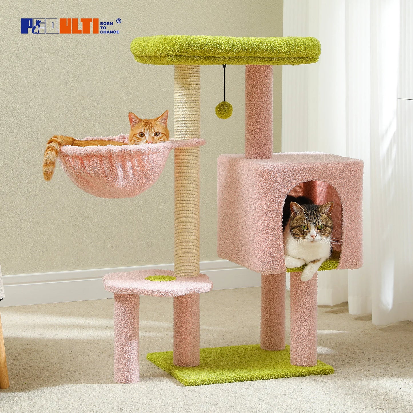 Stable Cat Tree Tower with Scratching Post Hammock Condo for Cats