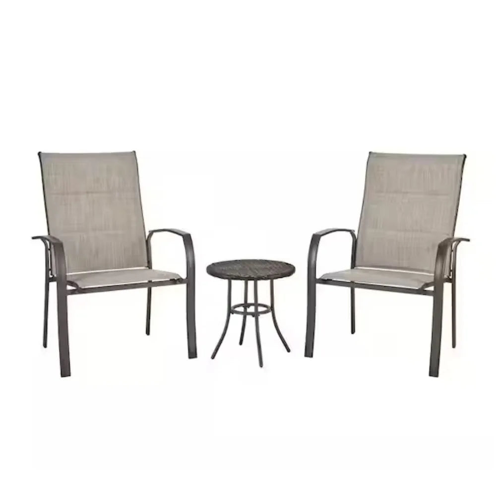 Patio Stackable Chairs Set for 2 Metal Outdoor Dining Chairs Lawn Garden