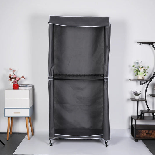 Portable Storage Closet with Wheels Heavy Duty Garment Rack with Cover