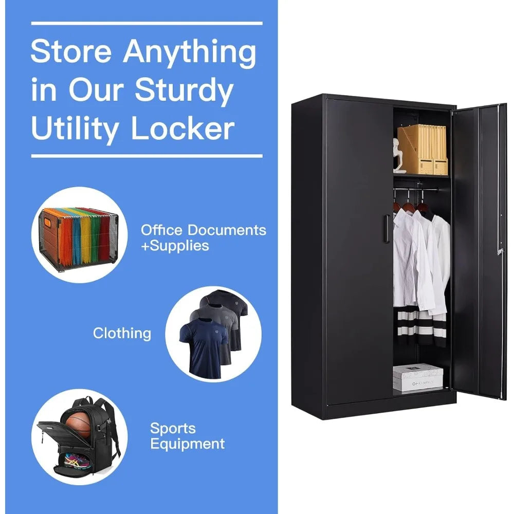 Metal Armoire Wardrobe Closet Cabinet Lockable Storage Organizer 72 Inch