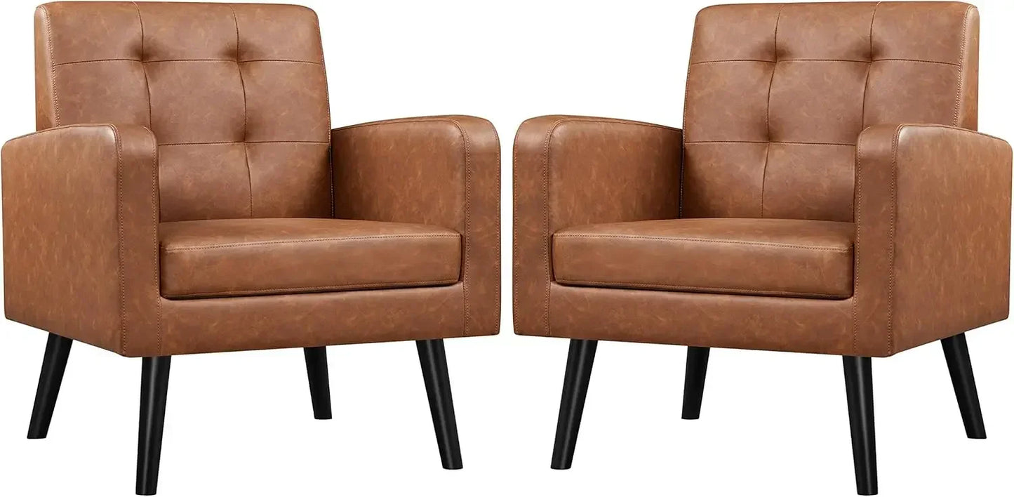 Mid-Century Modern Upholstered Armchair Living Room Chair Button Tufted