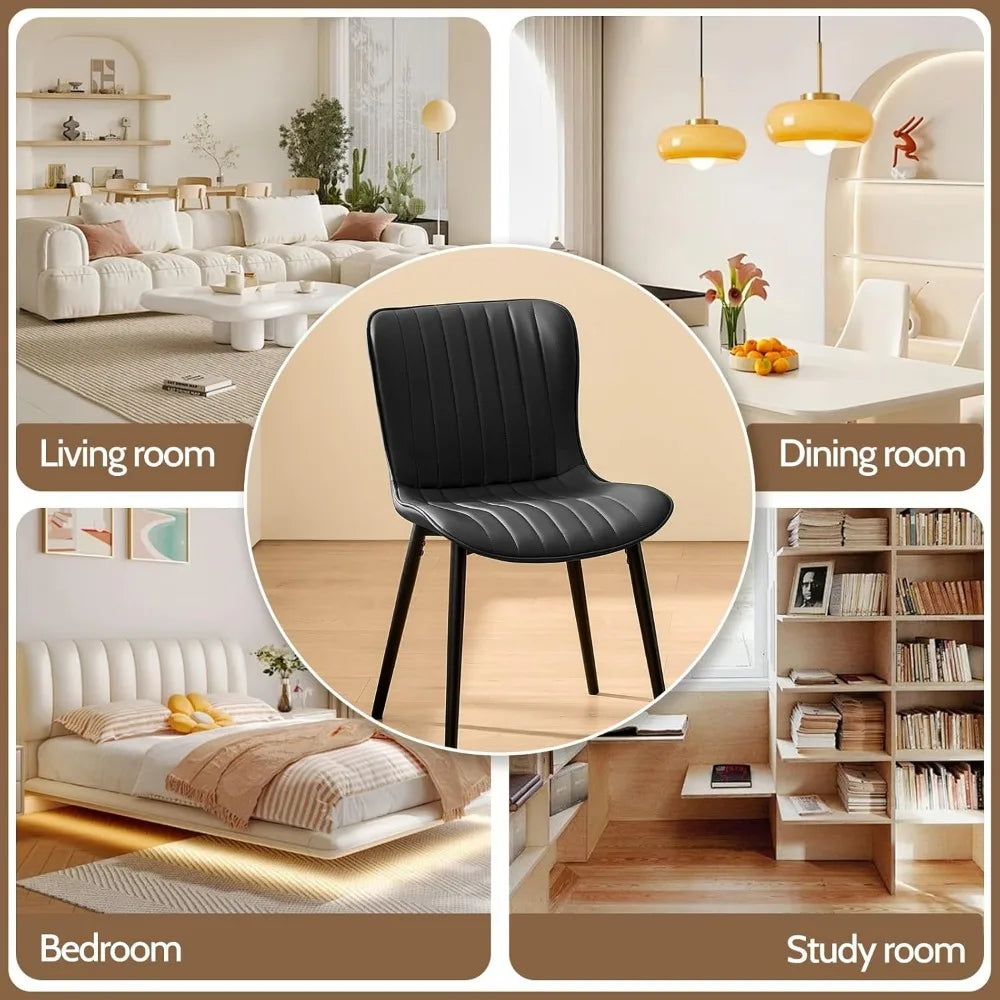 Modern Dining Chairs Set of 4 Upholstered Metal Legs Comfortable