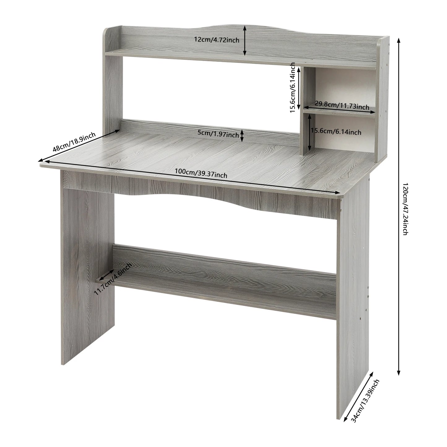 Modern Home Office Desk with Bookshelf Compact Study Desk for Small Spaces