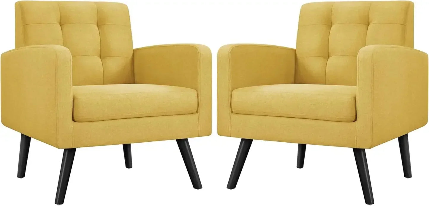 Mid-Century Modern Upholstered Armchair Living Room Chair Button Tufted