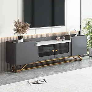 Modern Fireplace TV Stand with Electric Fireplace and Storage Cabinet
