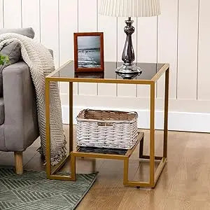 Modern Glass Coffee Table Set with 2 End Tables for Living Room