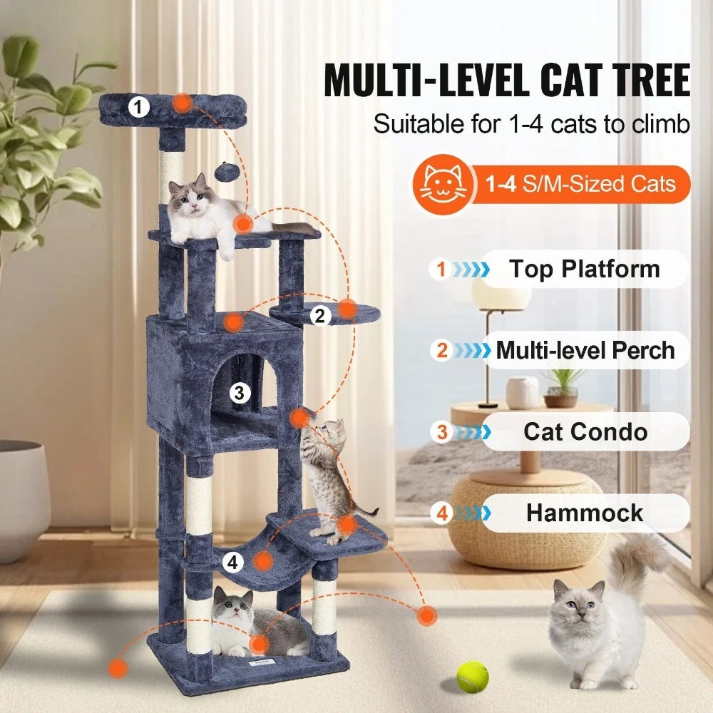 60.6 Inch Cat Tower Cat Condo Scratching Post Activity Center Indoor Cats
