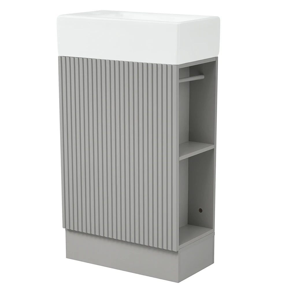 18.6 Inch Bathroom Vanity with Sink and Two-Tier Shelf Left Right Orientation