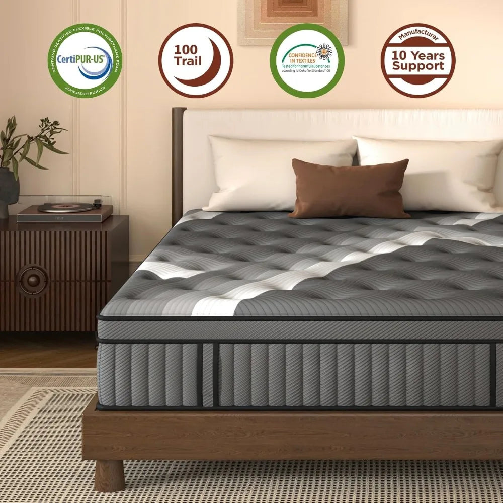 Ljustra Twin Mattress 12 Inch Soft Memory Foam Hybrid Plush Comfort