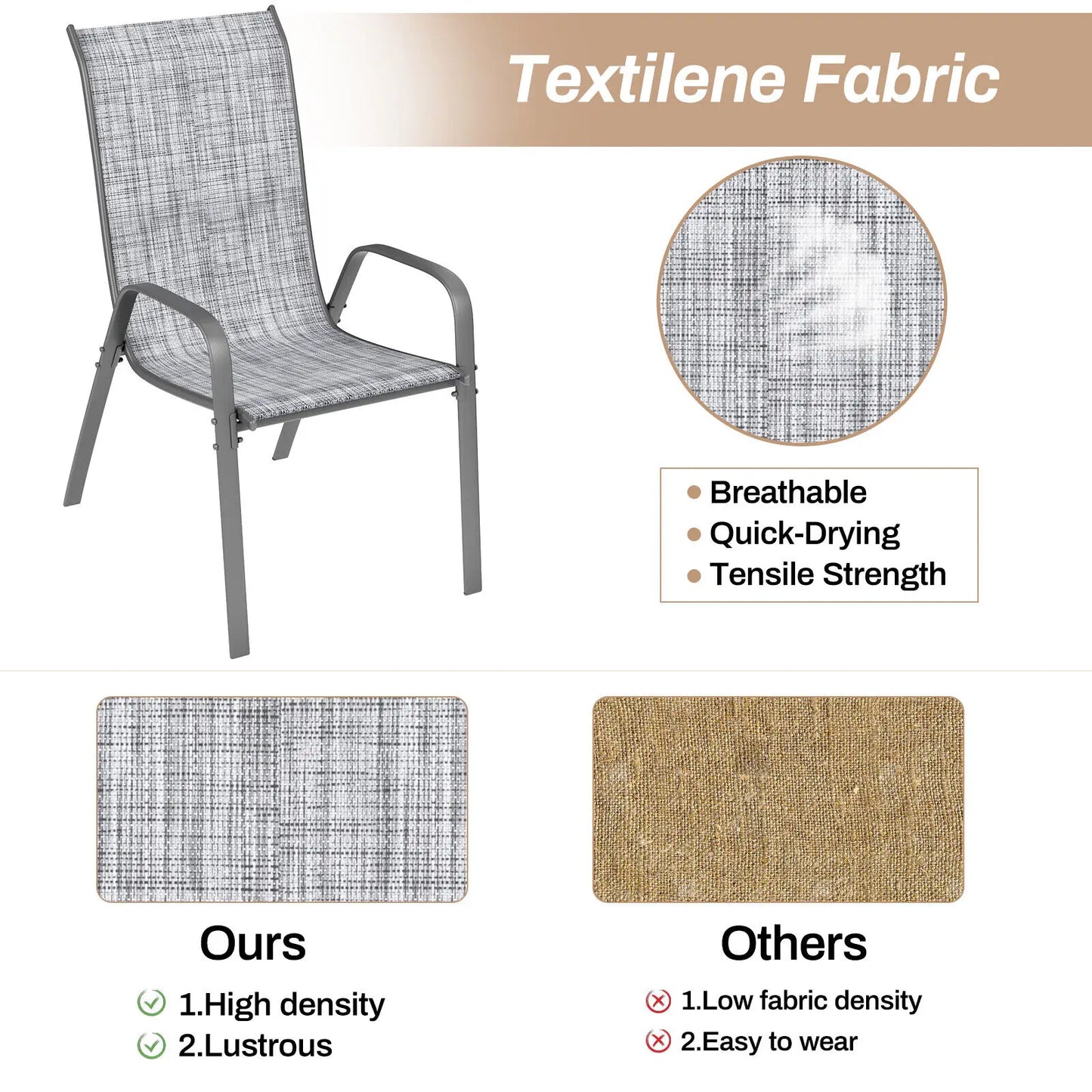 Metal Stackable Outdoor Dining Chairs Set of 4 for Patio Garden