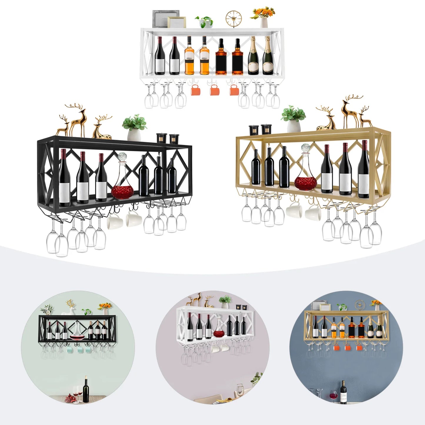 Durable Wall Mounted Wine Rack for Home and Commercial Use