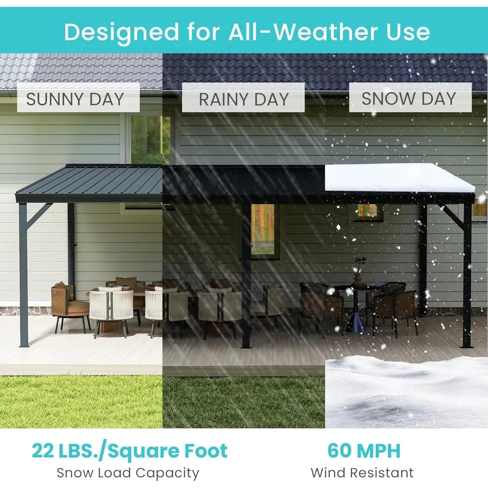 Lean to Gazebo 12x20 with Drainage System for Outdoor Living
